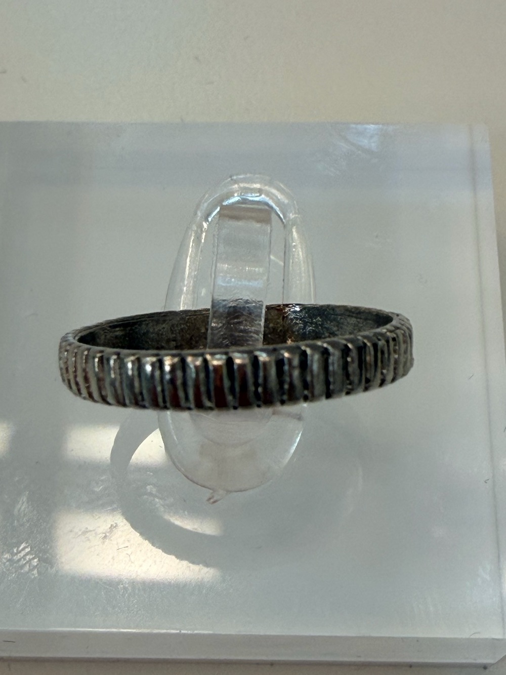 Silver-Tone Ribbed Textured Stackable Band Ring, Size 5.5–6 - Picture 3 of 12